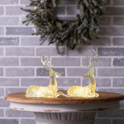 Melrose International LED Lighted Sage Green Deer, Set of 2