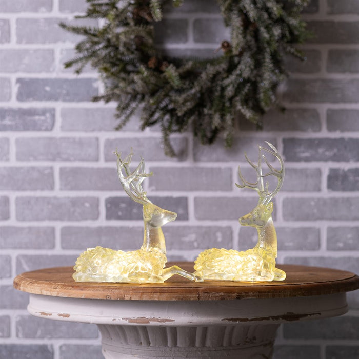 Melrose International LED Lighted Sage Green Deer, Set of 2
