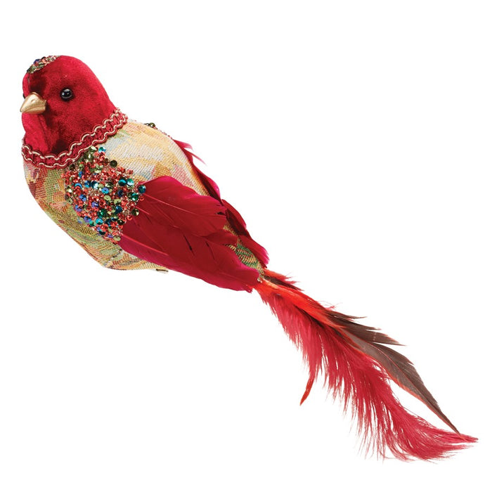 Melrose International Jeweled Tapestry Bird Clip, Set of 4, Red/Gold