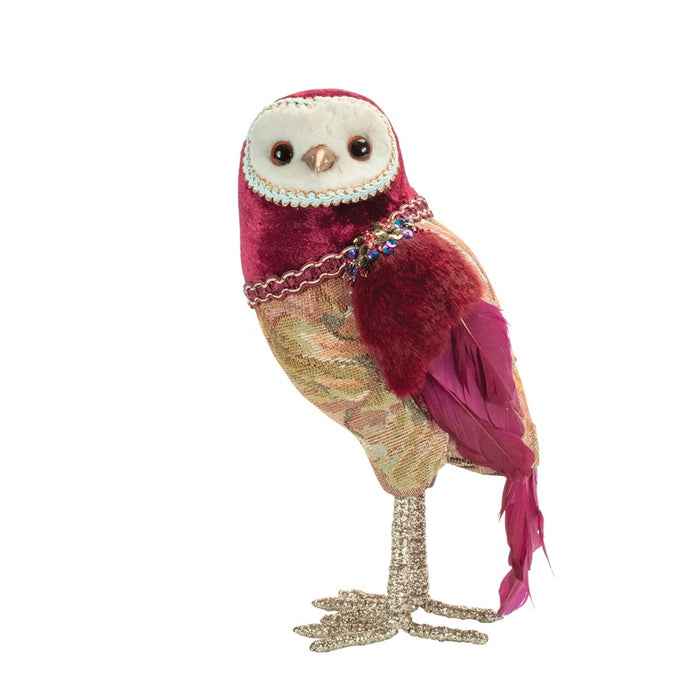 Melrose Jeweled Tapestry Owl Shelf Sitter, Set of 4, Red/Gold
