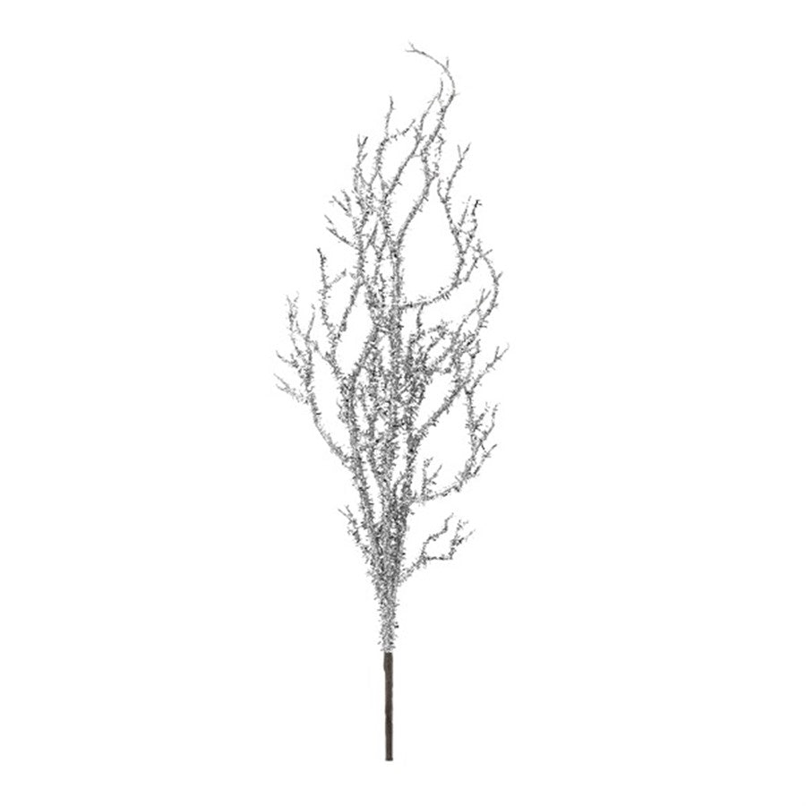 Melrose International Glittered Tinsel Branch, Set of 12, Silver - 91322DS