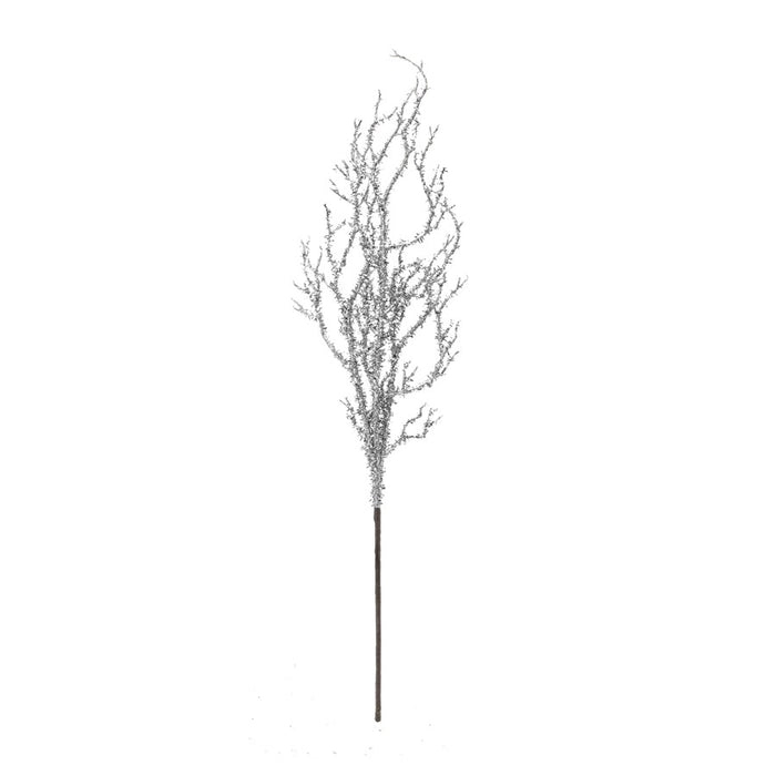 Melrose International Glittered Tinsel Branch, Set of 12, Silver