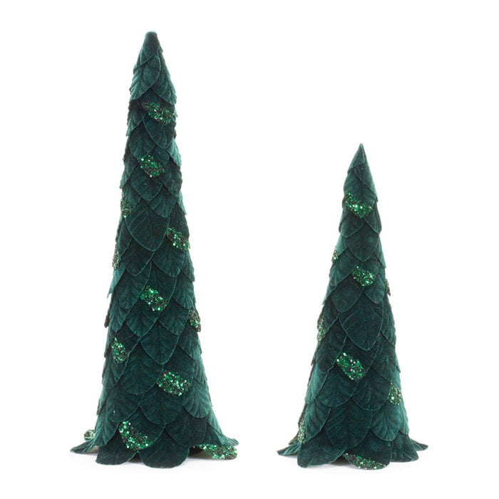 Melrose International Green Beaded Leaf Pine Tree, Set of 2 - 91331DS