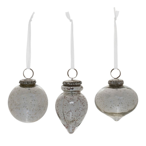 Melrose International Grey Mercury Glass Ornament, Set of 6, Silver