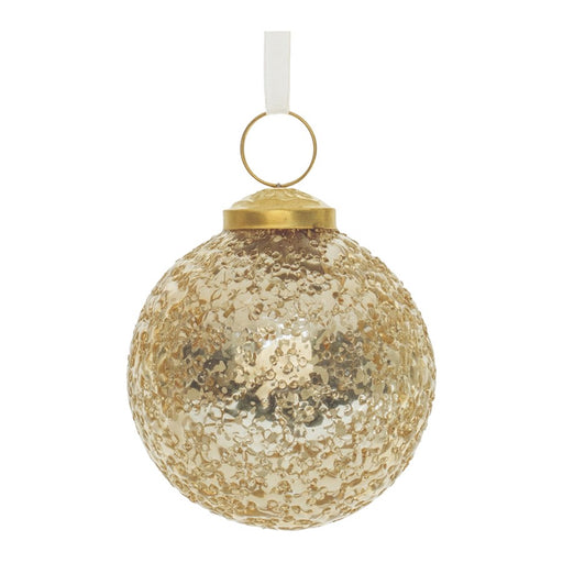 Melrose International Gold Distressed Glass Ball Ornament, Set of 6 - 91352DS