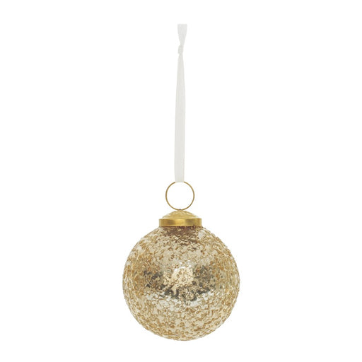 Melrose International Gold Distressed Glass Ball Ornament, Set of 6