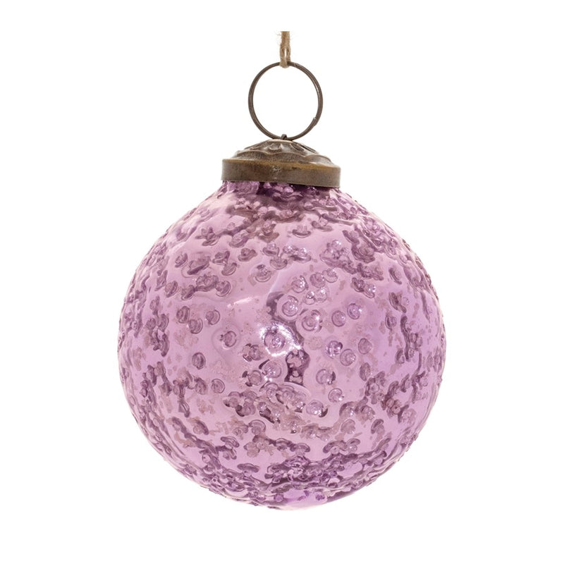 Melrose International Distressed Glass Ball Ornament, Set of 6, Purple