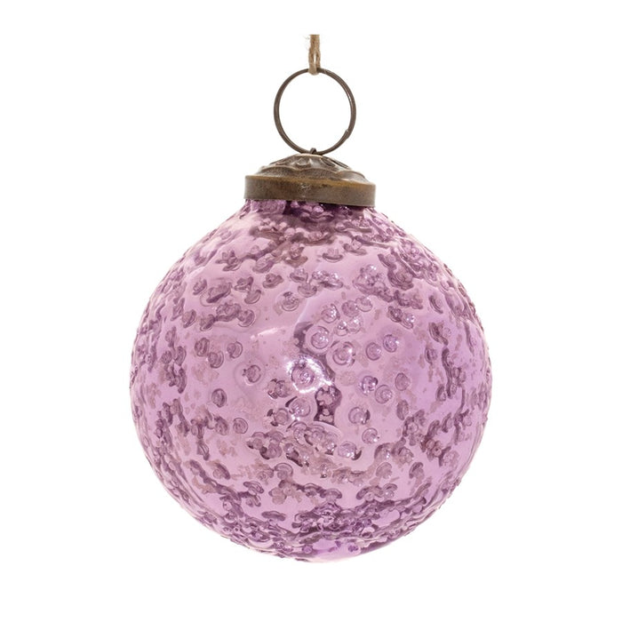 Melrose International Distressed Glass Ball Ornament, Set of 6, Purple