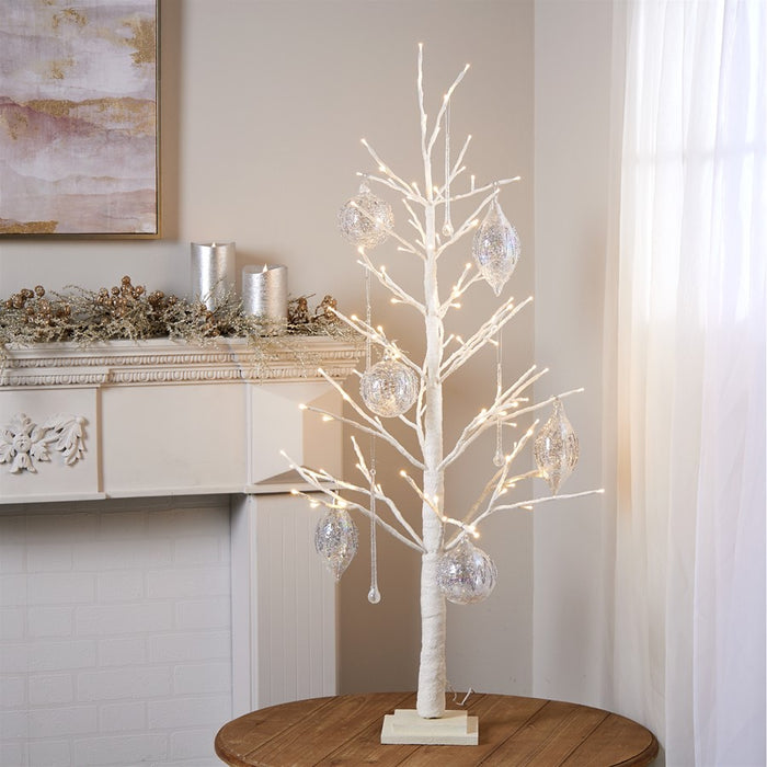 Melrose International LED Glittered Twig Tree 48"H, White