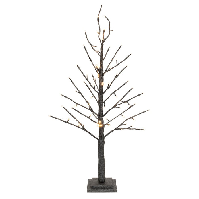 Melrose International LED Black Glittered Twig Tree 36"H, Silver - 91379DS