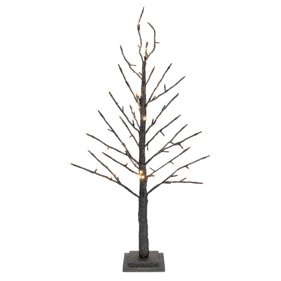 Melrose International LED Black Glittered Twig Tree 36"H, Silver - 91379DS