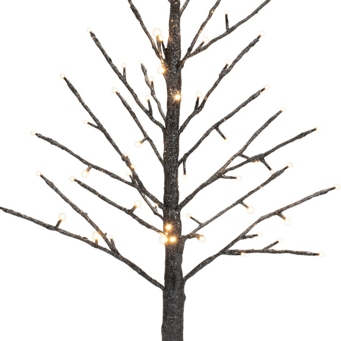 Melrose International LED Black Glittered Twig Tree 36"H, Silver