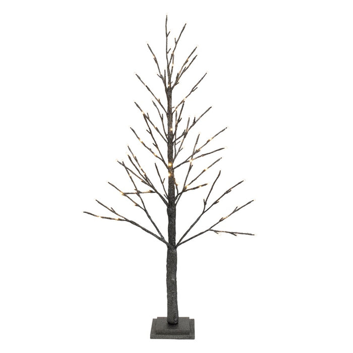 Melrose International LED Black Glittered Twig Tree 48"H, Silver - 91380DS