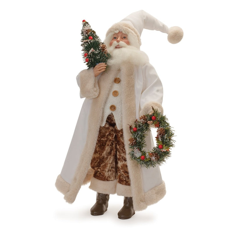 Melrose International Beige Santa/Wreath/Tree 21.5", White/Green - 91389DS