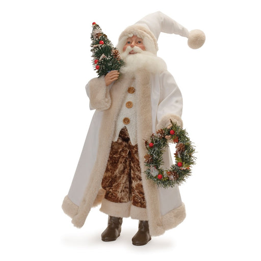 Melrose International Beige Santa/Wreath/Tree 21.5", White/Green - 91389DS