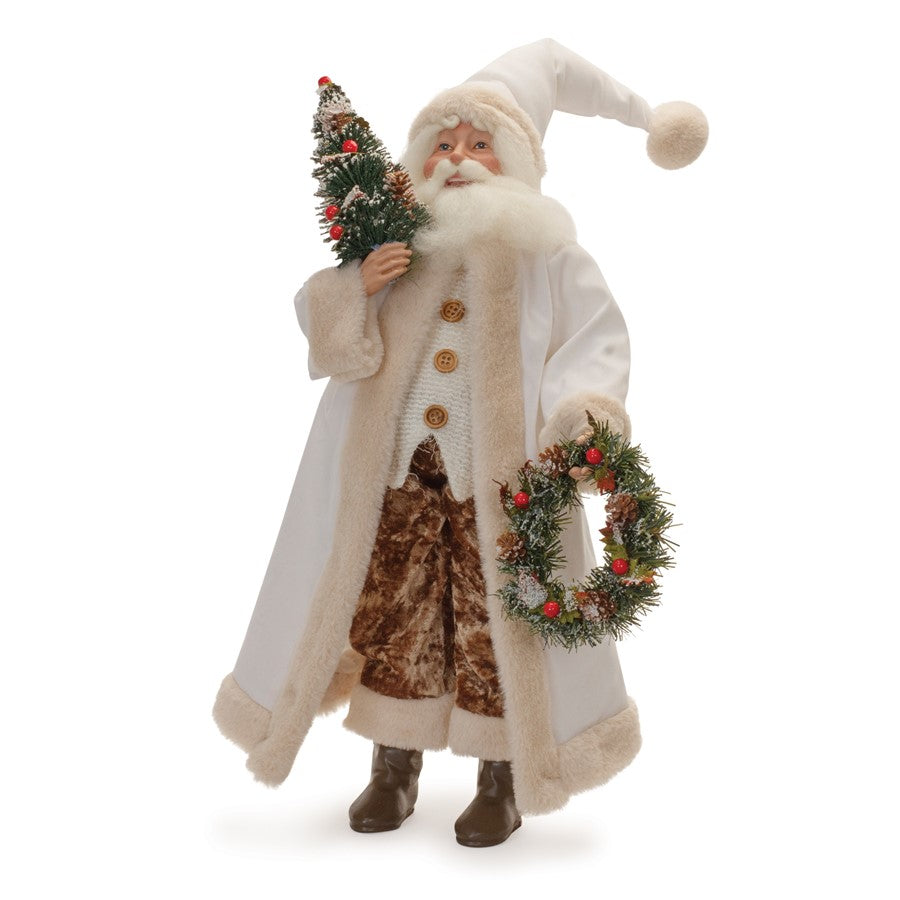 Melrose International Beige Santa/Wreath/Tree 21.5", White/Green - 91389DS