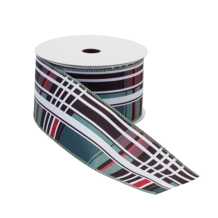 Melrose International Royal Plaid Holiday Ribbon, Set of 2, Black/Red