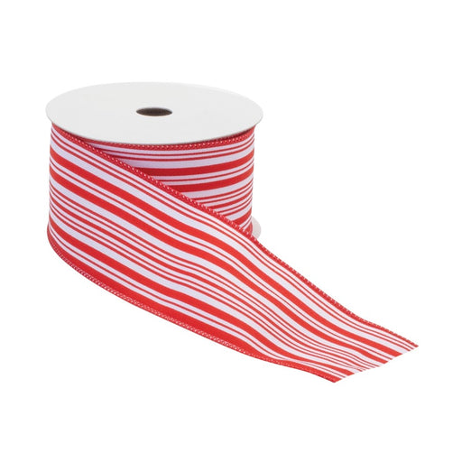 Melrose International Holiday Stripe Ribbon, Set of 2, Red/White