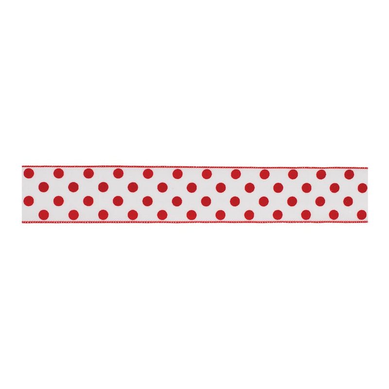 Melrose International Red/White Polka Dot Wired Ribbon, Set of 2 - 91417DS