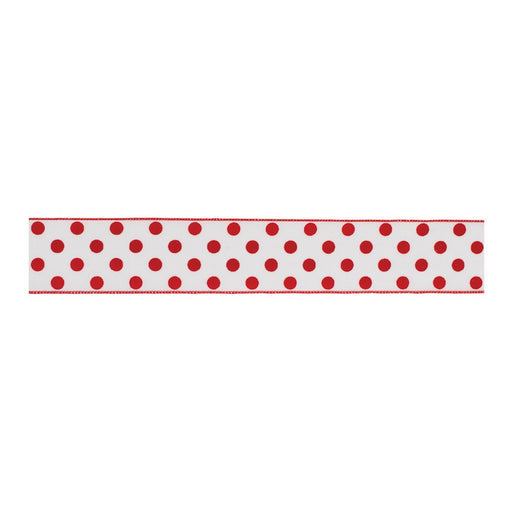 Melrose International Red/White Polka Dot Wired Ribbon, Set of 2 - 91417DS