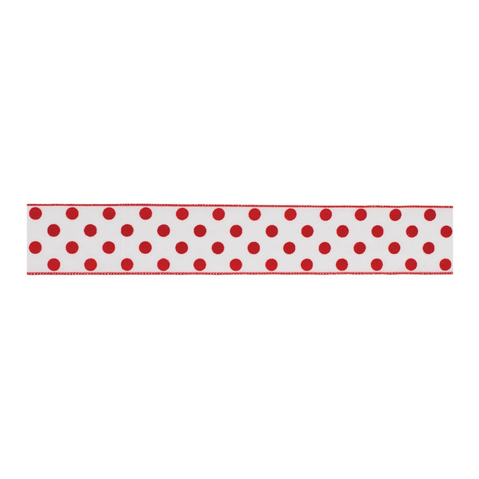 Melrose International Red/White Polka Dot Wired Ribbon, Set of 2 - 91417DS
