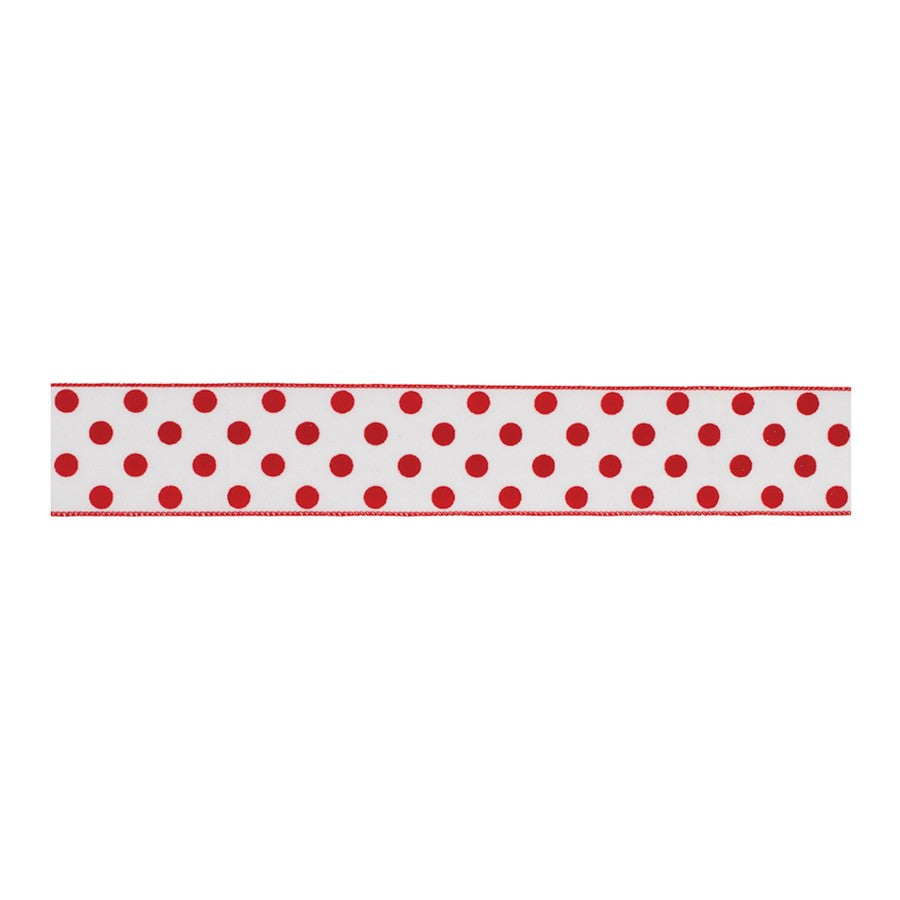 Melrose International Red/White Polka Dot Wired Ribbon, Set of 2 - 91417DS
