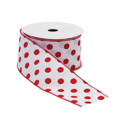Melrose International Red/White Polka Dot Wired Ribbon, Set of 2