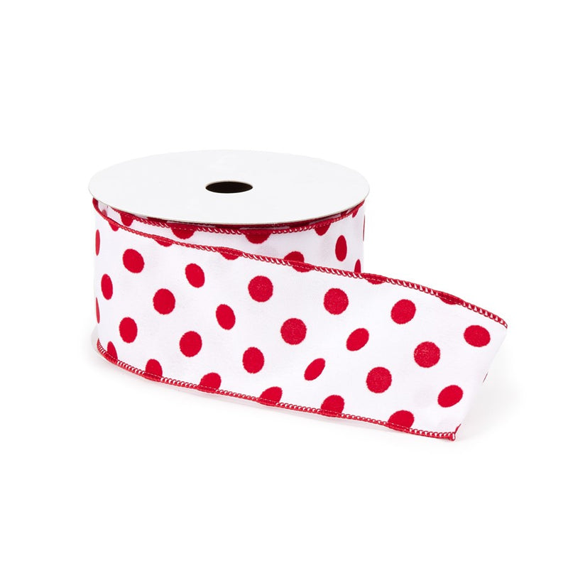 Melrose International Red/White Polka Dot Wired Ribbon, Set of 2