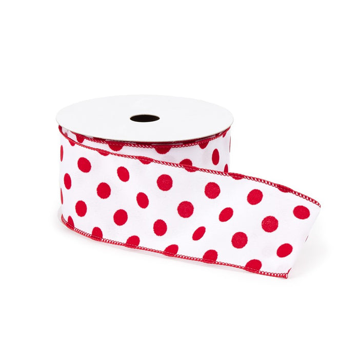 Melrose International Red/White Polka Dot Wired Ribbon, Set of 2