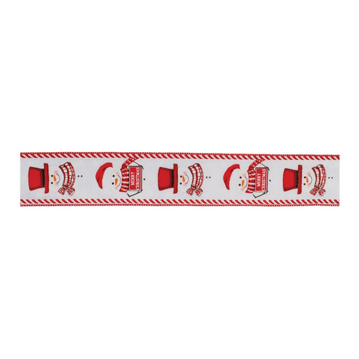 Melrose International Holiday Snowman Ribbon, Set of 2, Red/White - 91422DS