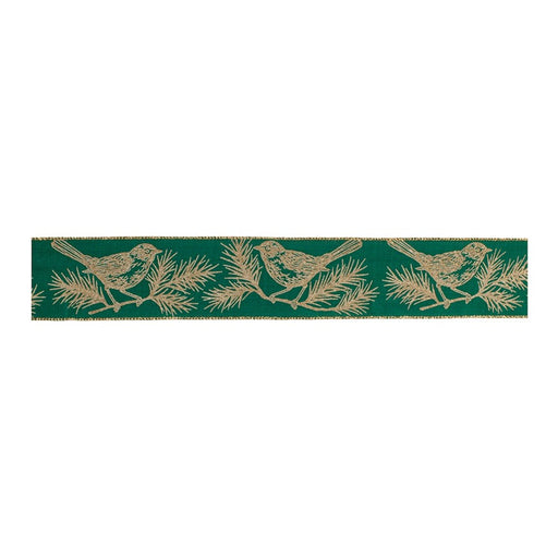Melrose International Chickadee Bird Pine Ribbon, Set of 2, Green/Gold - 91430DS