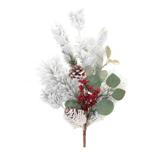 Melrose Flocked Pine/Eucalyptus/Berry Pick, Set of 2, Green/Red - 91525DS