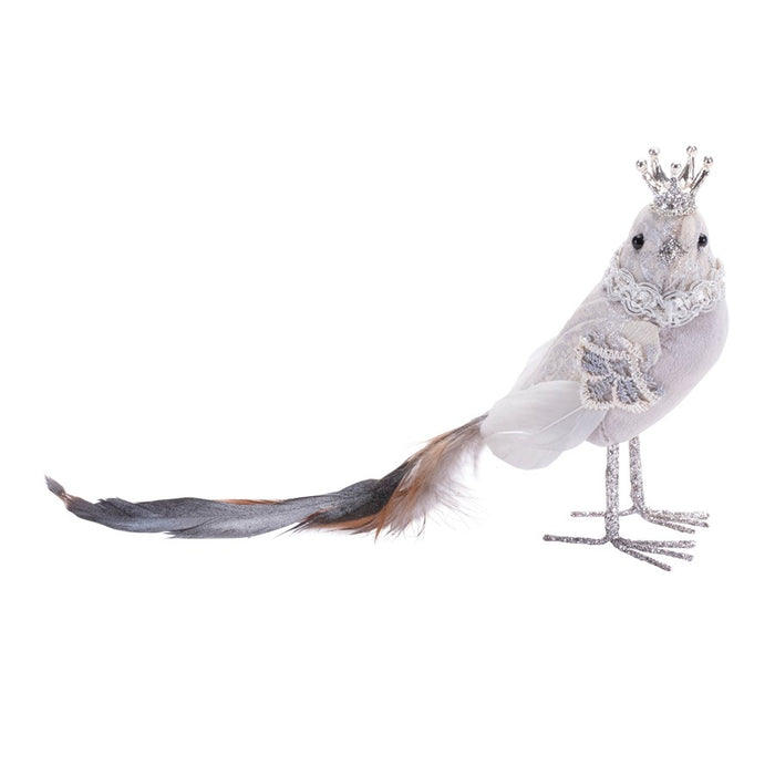 Melrose Jeweled Royal Bird Shelf Sitter, Set of 6, White/Silver