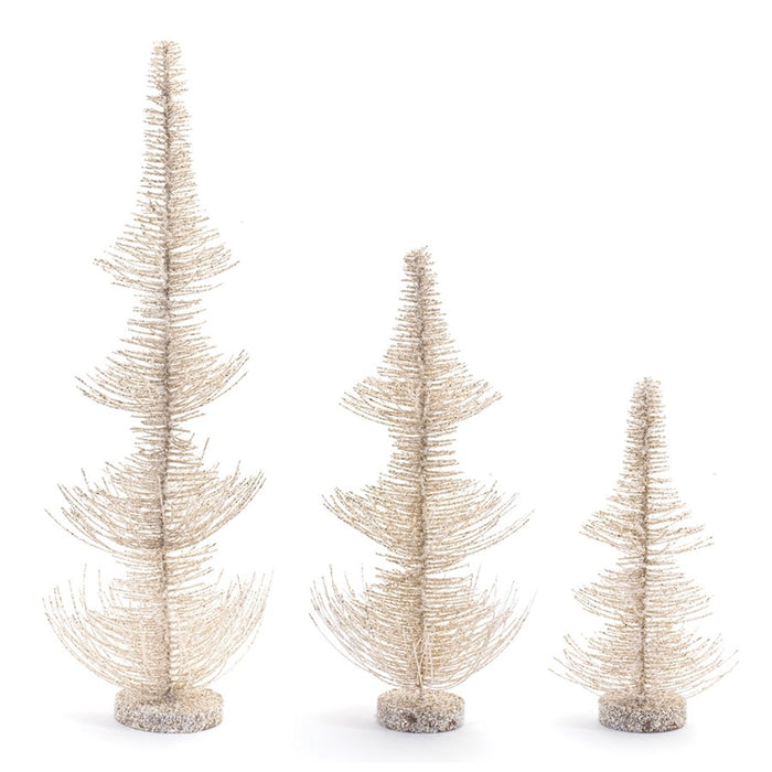 Melrose Glittered Gold Bottle Brush Tree, Set of 3, Gold/White - 91573DS