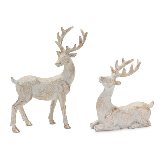 Melrose International Holiday Deer Figurine, Set of 6, White/Gold - 91584DS