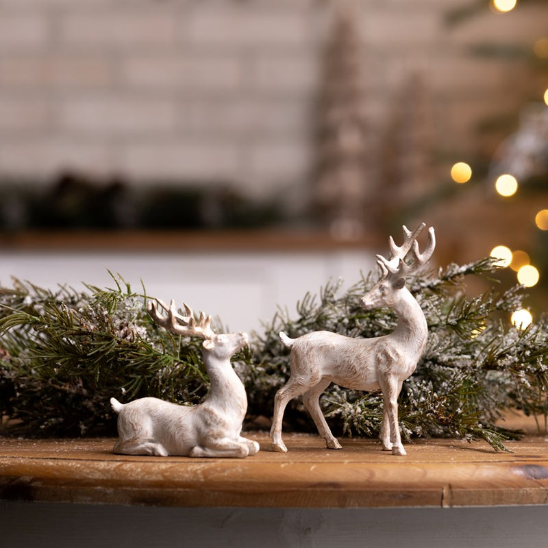 Melrose International Holiday Deer Figurine, Set of 6, White/Gold