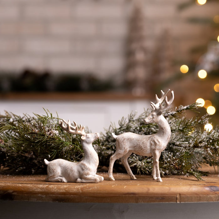 Melrose International Holiday Deer Figurine, Set of 6, White/Gold