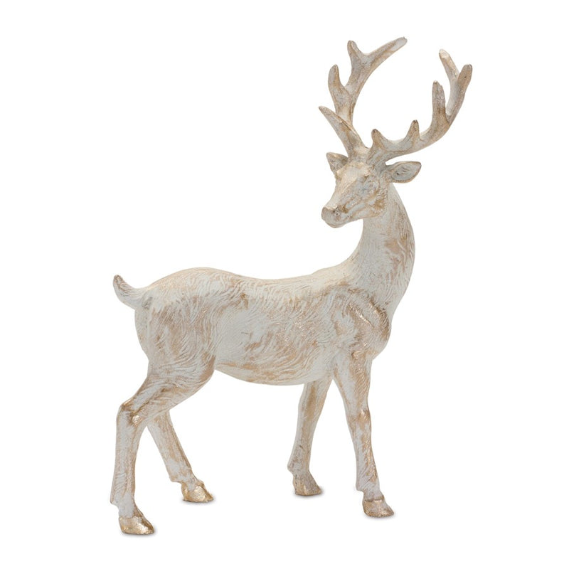 Melrose International Holiday Deer Figurine, Set of 6, White/Gold