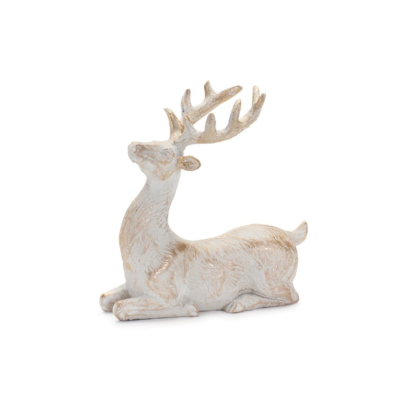 Melrose International Holiday Deer Figurine, Set of 6, White/Gold