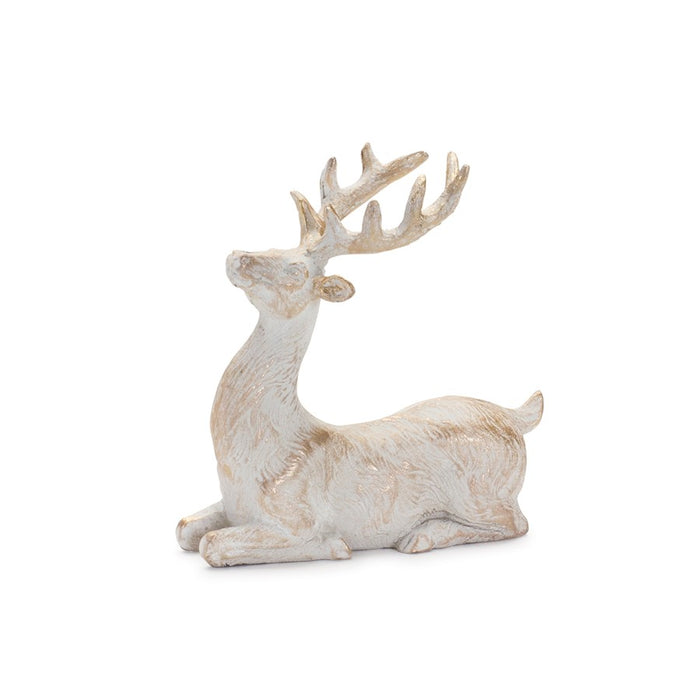 Melrose International Holiday Deer Figurine, Set of 6, White/Gold