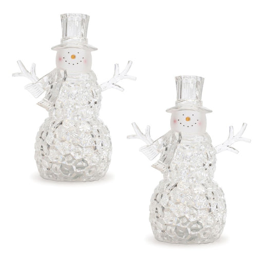 Melrose International LED Snowman Snow Globe, Set of 2, CleaRed