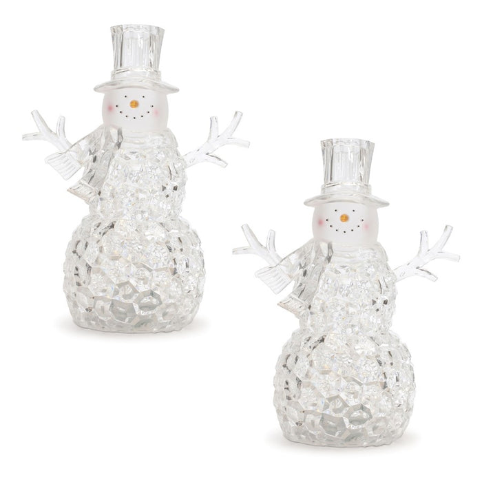 Melrose International LED Snowman Snow Globe, Set of 2, CleaRed