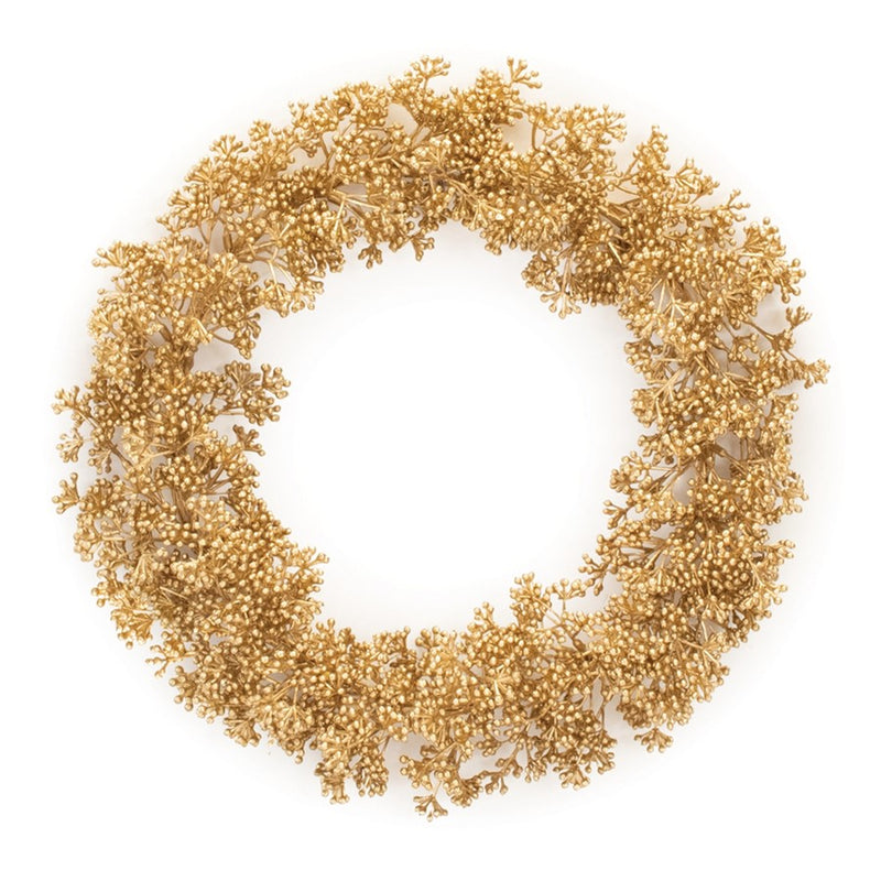 Melrose International Metallic Berry Wreath 13.5"D, Gold - 91609DS