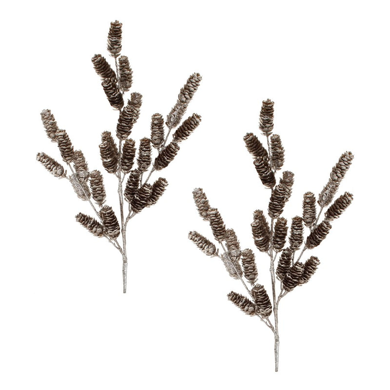 Melrose International Metallic Silver Pinecone Spray, Set of 2