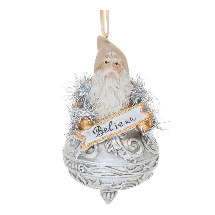 Melrose Ornate Santa/Snowman Finial Ornament, Set of 6, Silver