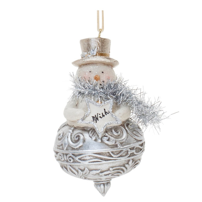 Melrose Ornate Santa/Snowman Finial Ornament, Set of 6, Silver