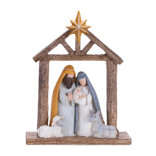 Melrose Modern Nativity Arch/Farm Animals 10"H, Brown/Blue - 91618DS