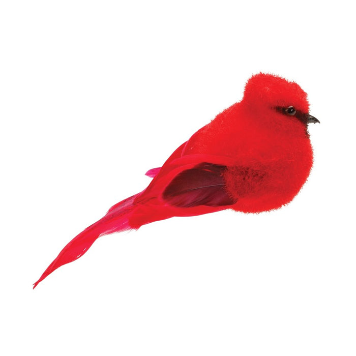 Melrose Feathered Cardinal Bird Shelf Sitter, Set of 12, Red - 91662DS