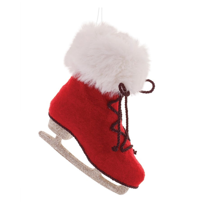 Melrose International Fluffy Ice Skate Ornament, Set of 6, Red/White - 91690DS