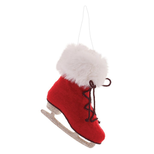 Melrose International Fluffy Ice Skate Ornament, Set of 6, Red/White